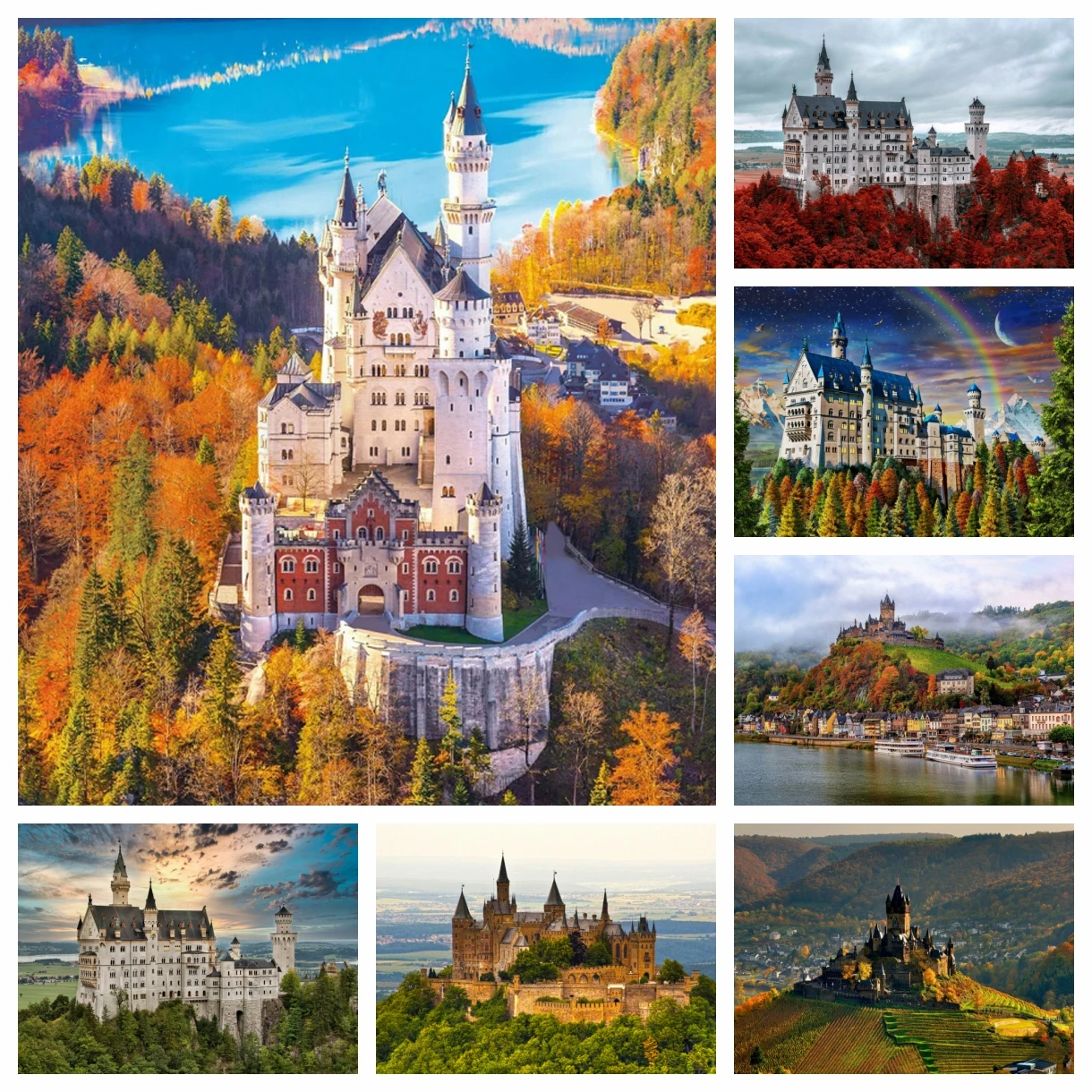 5D Neuschwanstein القلعة هانوفر القلعة الماس اللوحة ألمانيا مشهد عبر عدة خياطة التطريز صورة فسيفساء ديكور المنزل