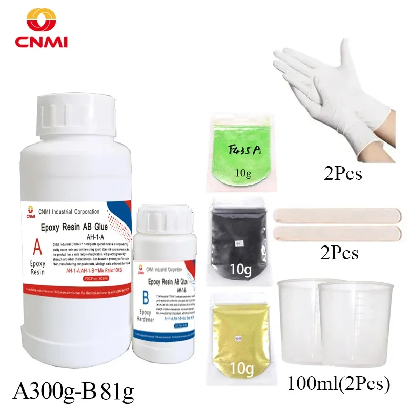 

381g 100:27 AB Carbon Fiber Epoxy Resins Kit with Mica Pigment Surface Cladding Impregnating Glue DIY Repair Car Model Supplies