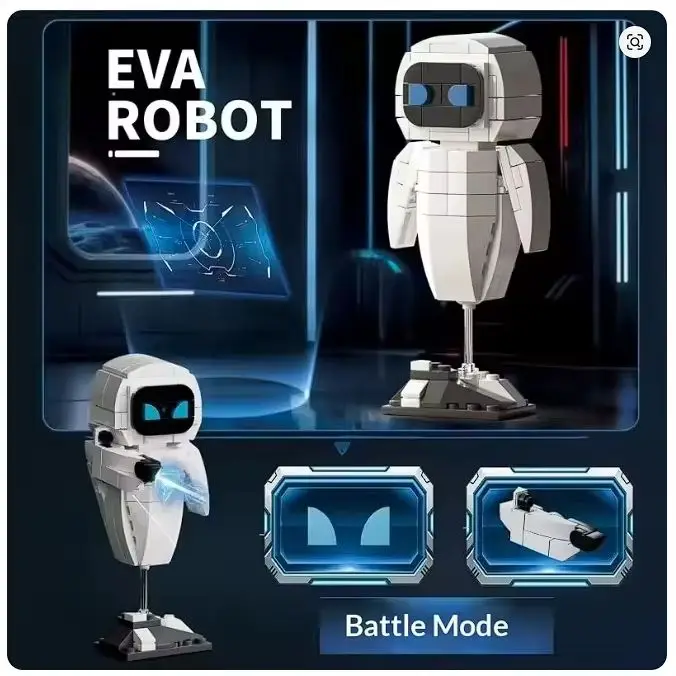 Cute Wall-E and Eav Robot Building Block Toys with Rotatable and Adjustable Bodies, Suitable as Children's New Year/Christmas Gifts
