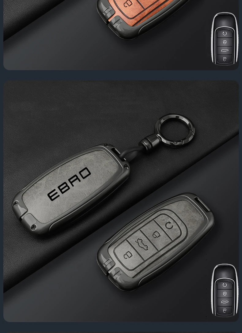 Hochwertiges Leder-Autoschlüssel-Etui für Chery EBRO S400 S700 S800 - Luxuriöser Schlüsselanhänger mit Schutzfunktion – Detail 8