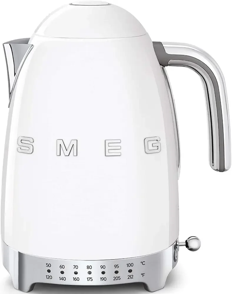 

50's Retro 7 Cup Stainless Steel Variable Temperature Electric Kettle with 7 Temperature Settings, Led Display, Swivel Base