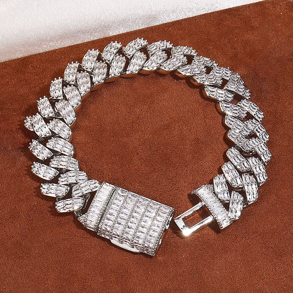 

Square Zirconium Bracelet Cuban Chain Full Paved 5A+ CZ Cubic Zirconia Hiphop Fashion Jewelry Anklet Bangle Wrist Band Rapper