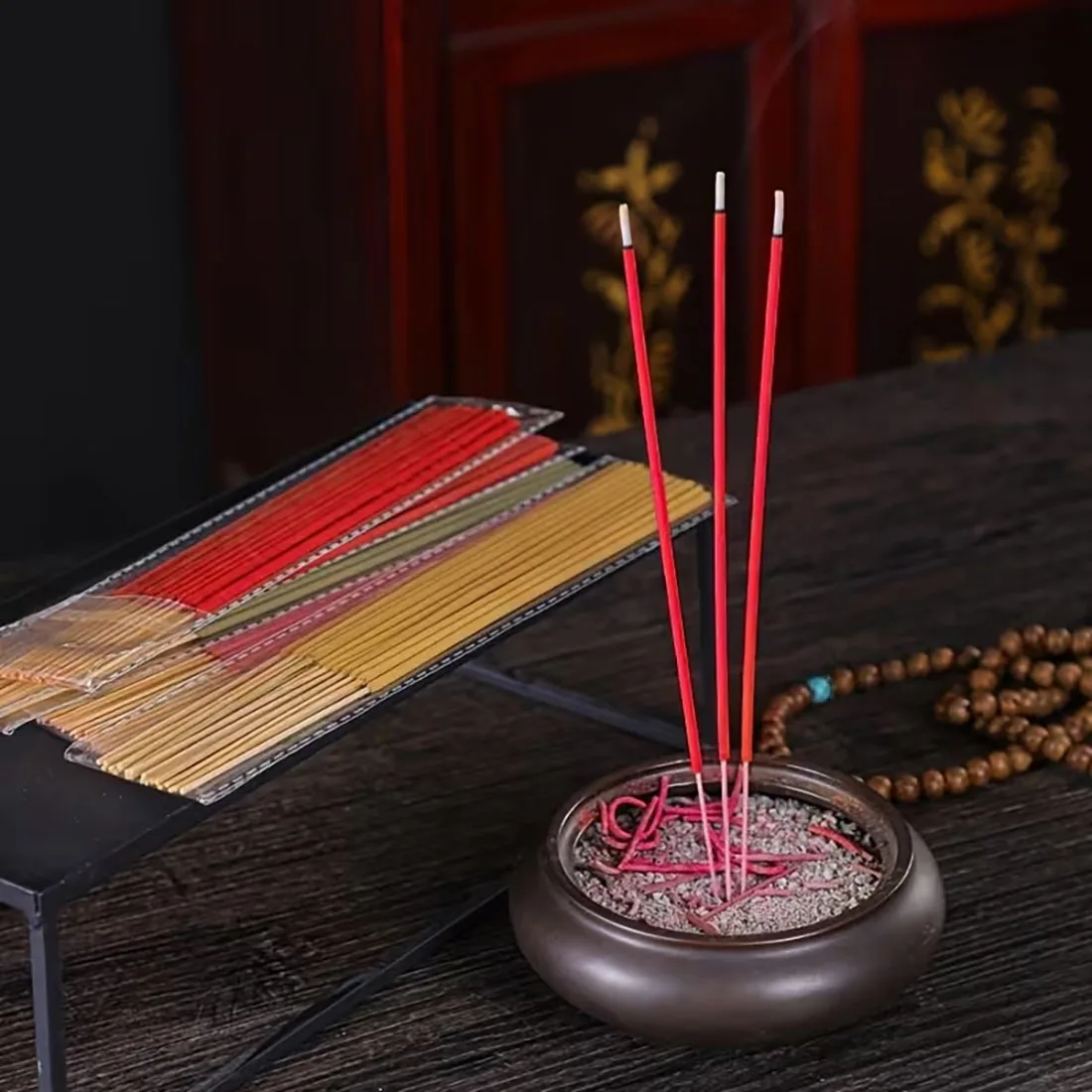 25/50/100/200Pcs Natural Incense Sticks, Blood-Red Cherry Essential Oil-Soaked Bamboo Incense Sticks, Purify, Soothe the Mood, and Remove Negative Energy