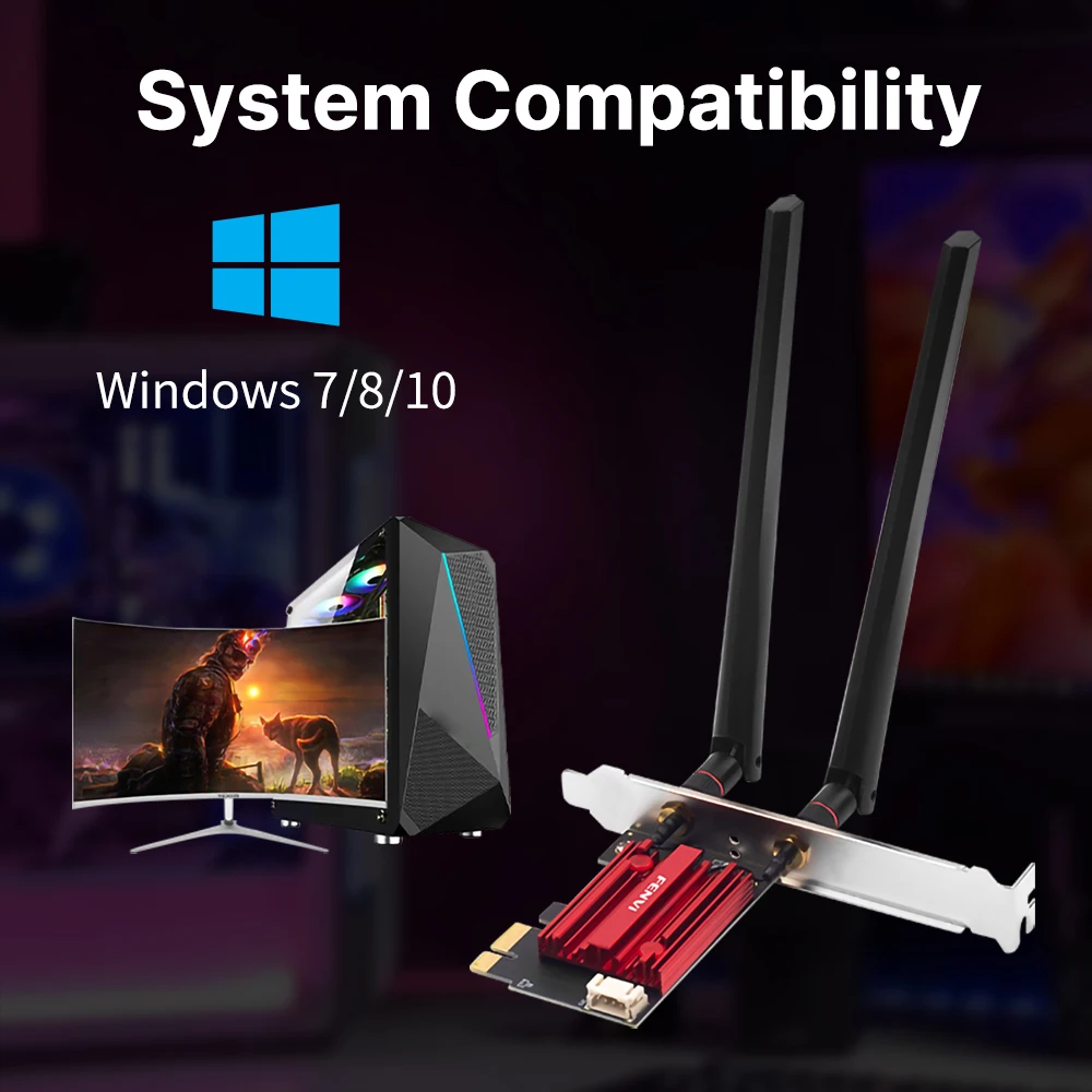 FENVI WIFI 5 AC1200 Wireless Adapter Bluetooth 4.0 Dual Band 2.4G/5GHz PCI-E 802.11AC Network Card Lan Receiver for Win7/10/11