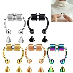 2PCS Set Magnet None Piercing Nose Ring Stainless Clip On Gold Color Nose Ring Body Jewelry Multi Plating Color Option Nose Ring