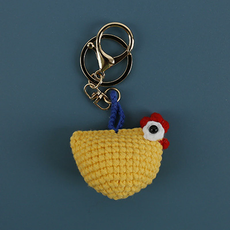 Creative Crochet Keychains Funny Chicken Doll Keychain Cartoon Cute Keyrings Exquisite Backpack Decoration Accessories Gifts