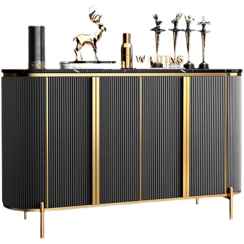 Credenza per camera Marmo nero Acciaio inossidabile Fattoria Soggiorno Buffet Cucina moderna