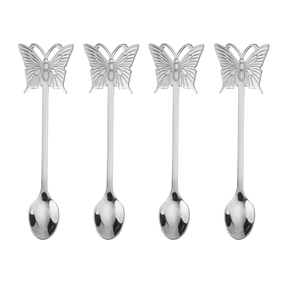 

Mini Scoops Butterfly Fork Spoon Set Flatware Stainless Steel Cartoon Silver Dessert Spoons