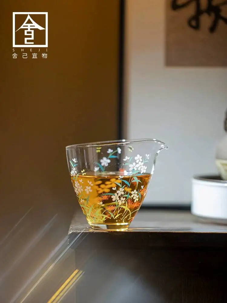 High-Looking Thickeneded Heat-Resistant Glass Water Drop Male Household Flowery Divider Tea Sea Fair Cup Not Hot