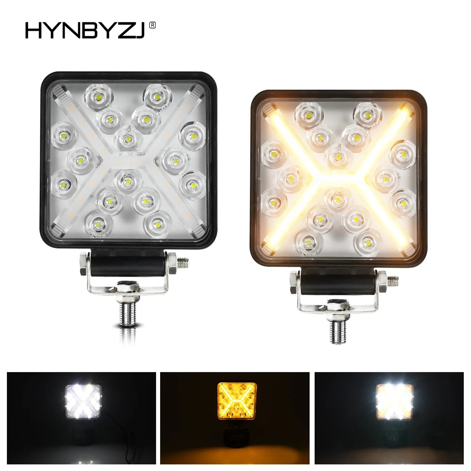 HYNBYZJ 4-inch 200W LED work light square off-road  DRL running light with line Jeep Wrangler motorcycle fog light