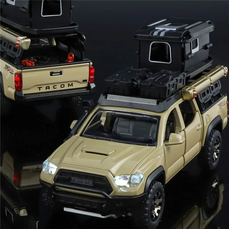 Veicoli fuoristrada in metallo pressofuso Simulazione di luci sonore Giocattoli per bambini Versione da viaggio Pickup Modelli di auto in lega Regalo
