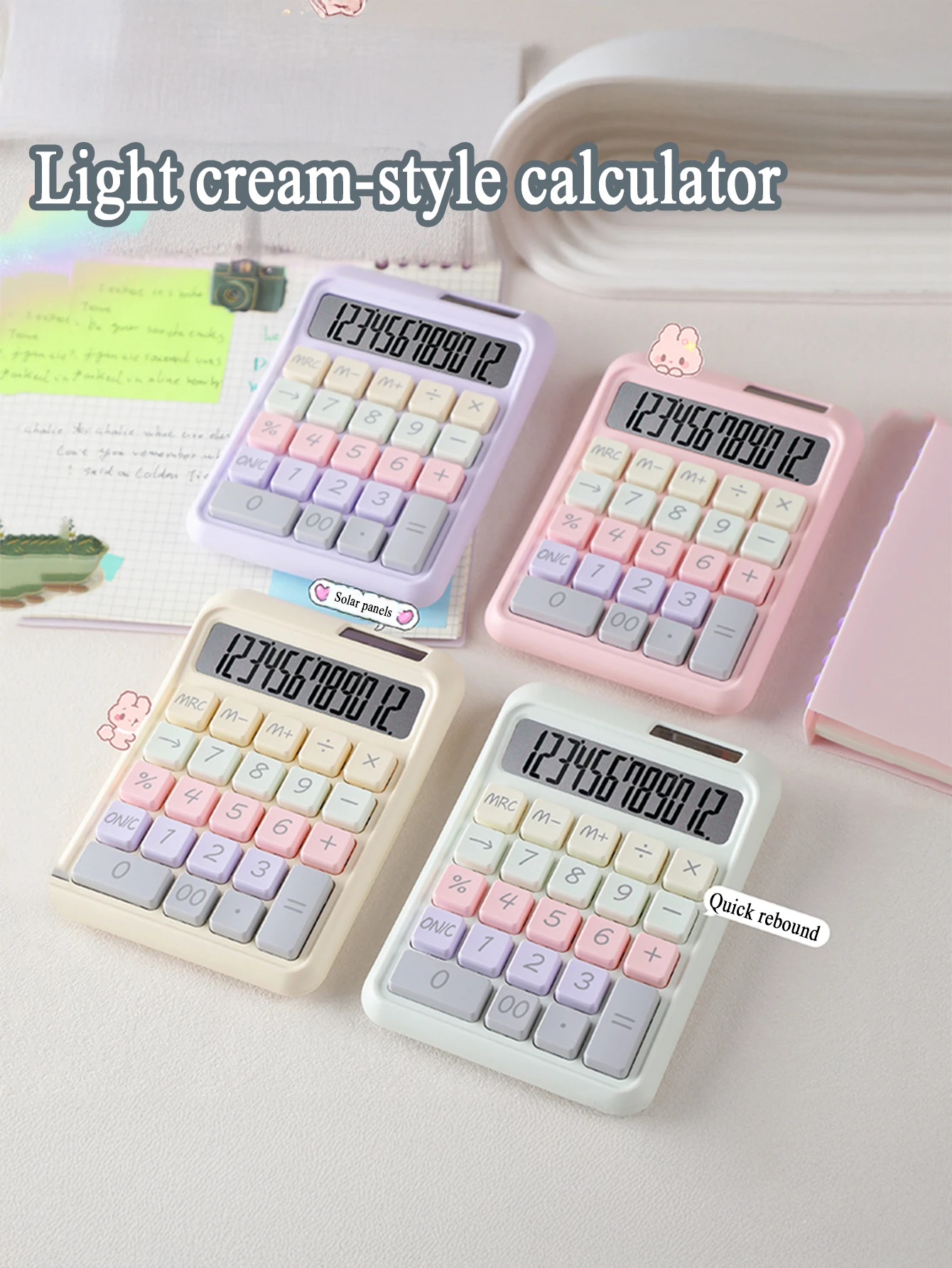 

12-Digit Solar-Powered Calculator Durable Eco-Friendly Material Flexible Keys Dual Power Supply (Solar + Battery)