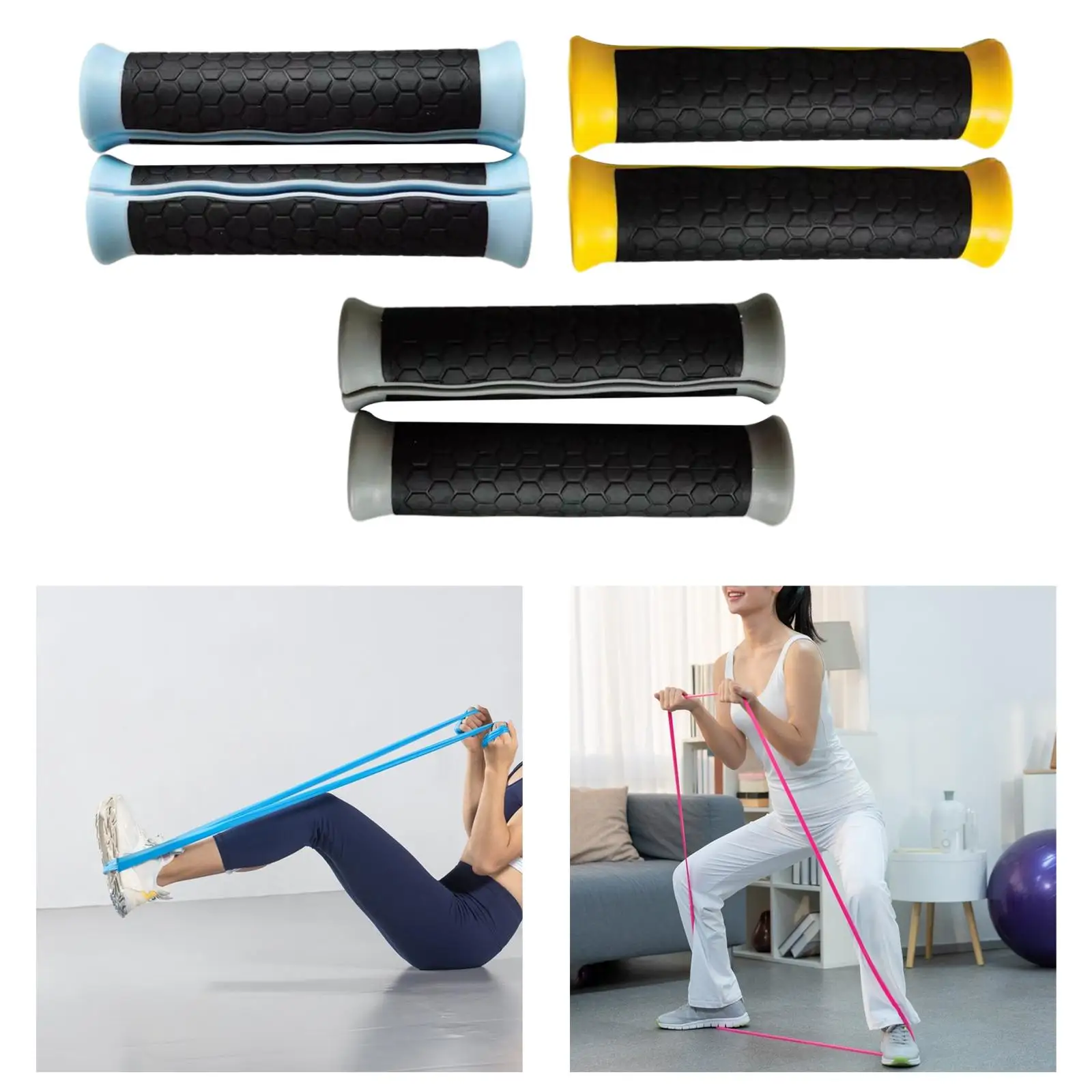 2x Fitness Resistance Band Handles Gym Handle Strong Protect Your Hands Pull Rope Grips Workout Accessories Grips Attachments