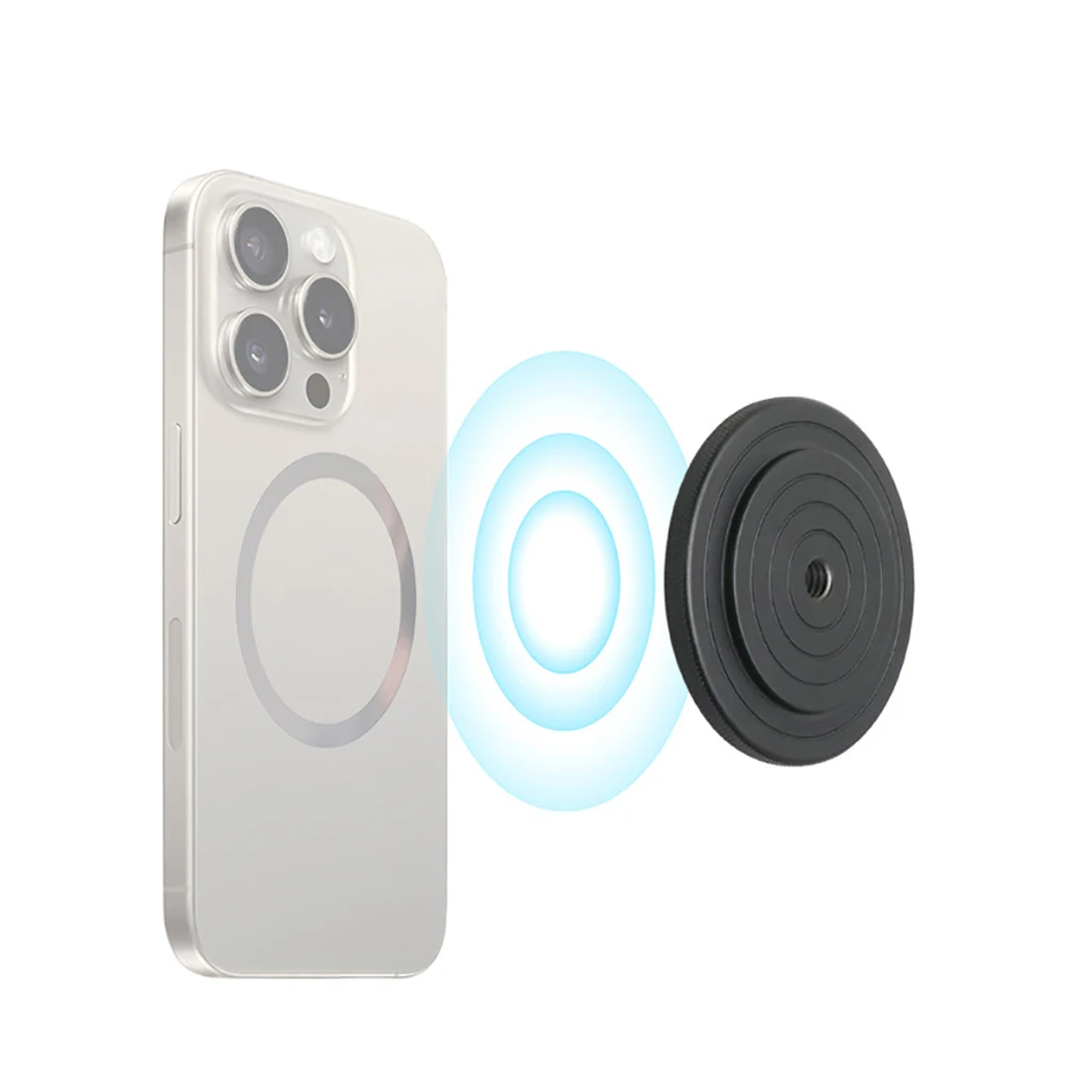 

Магнитный держатель для телефона с резьбой 1/4 дюйма для iPhone 17, 16, 15, 14, совместимый с MagSafe, для штатива и селфи-палки