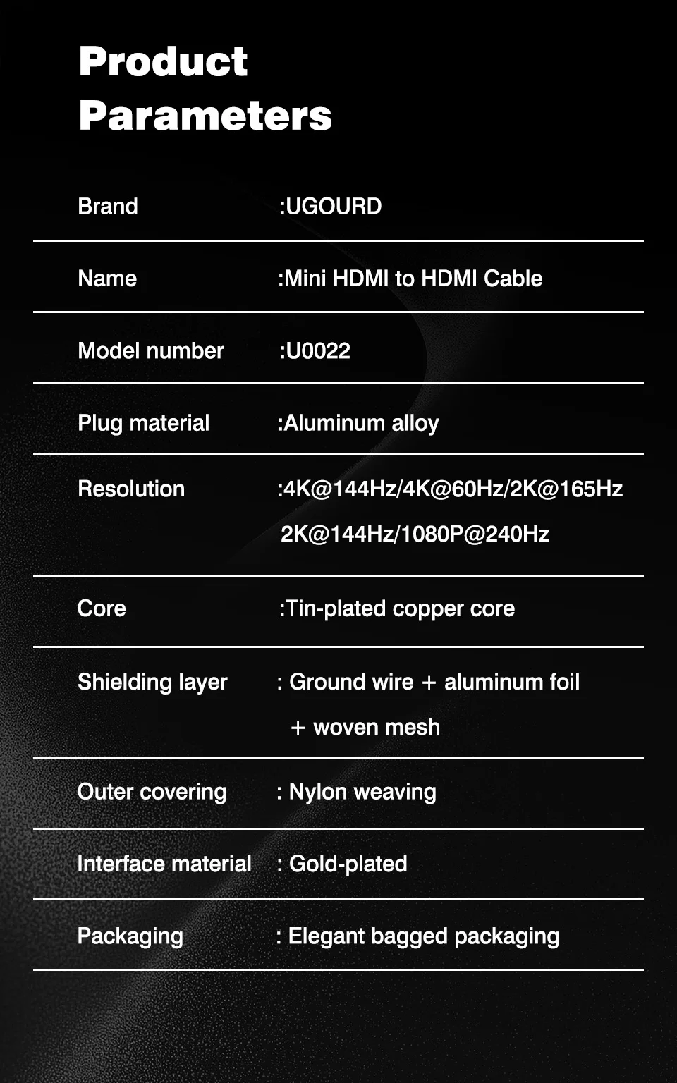 UGOURD 4K 144Hz HDMI-zu-Mini-HDMI-Kabel, bidirektionales Micro/Mini-HDMI-zu-HDMI-Kabel, 4K@60Hz für Raspberry Pi Kamera DV 2K165Hz – Detail 12