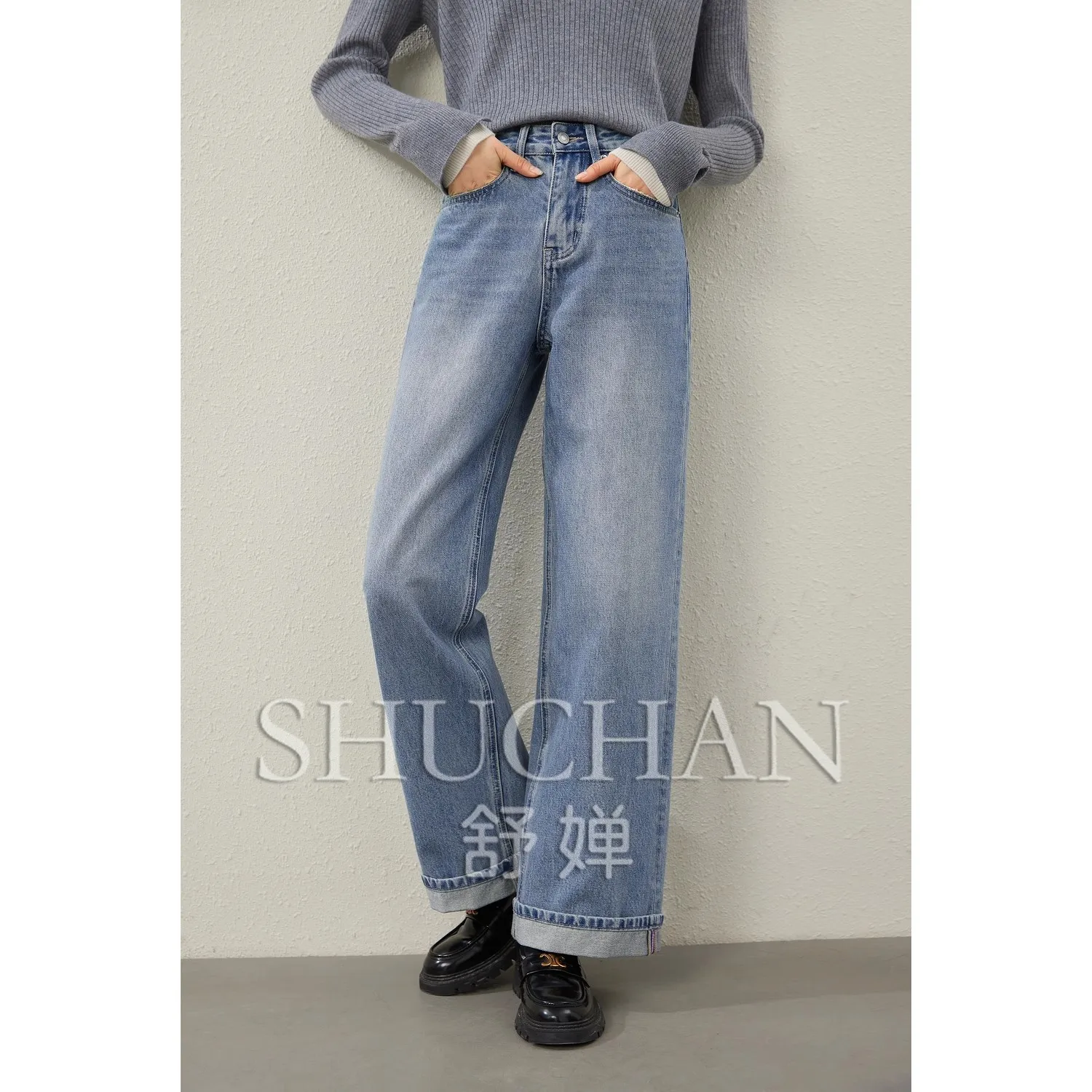 2025 Casual and Loose, Heavy Industry Washed Retro Texture Cotton Denim Trousers, Straight Jeans Women Pantalones Vaqueros Mujer