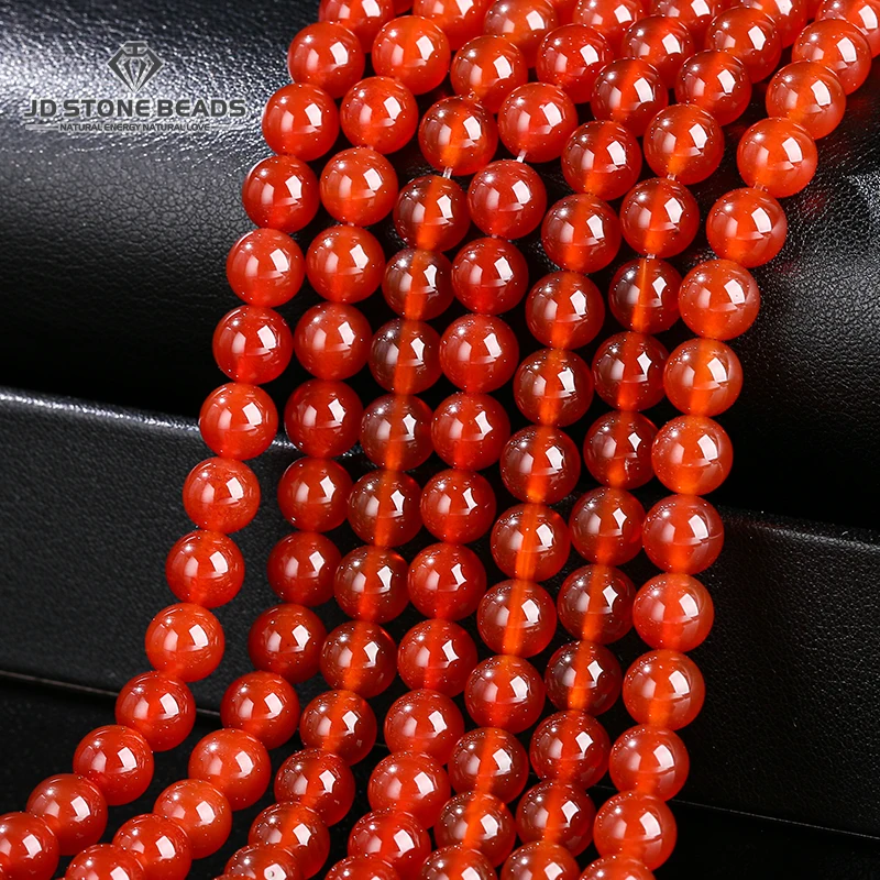 7A Natural  Stone Red Agate Bead Round Carnelian Onyx Loose Spacer Beads For Jewelry Making Diy Bracelets Necklace Accessory