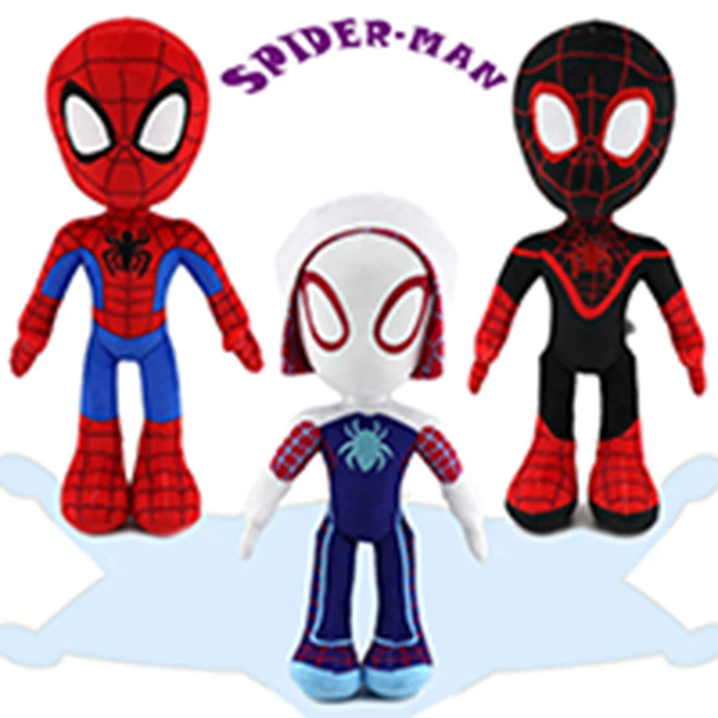 Brinquedo de pelúcia Disney-Marvel Spider-Man para crianças, boneca macia dos desenhos animados, travesseiro, presente de aniversário para menino,