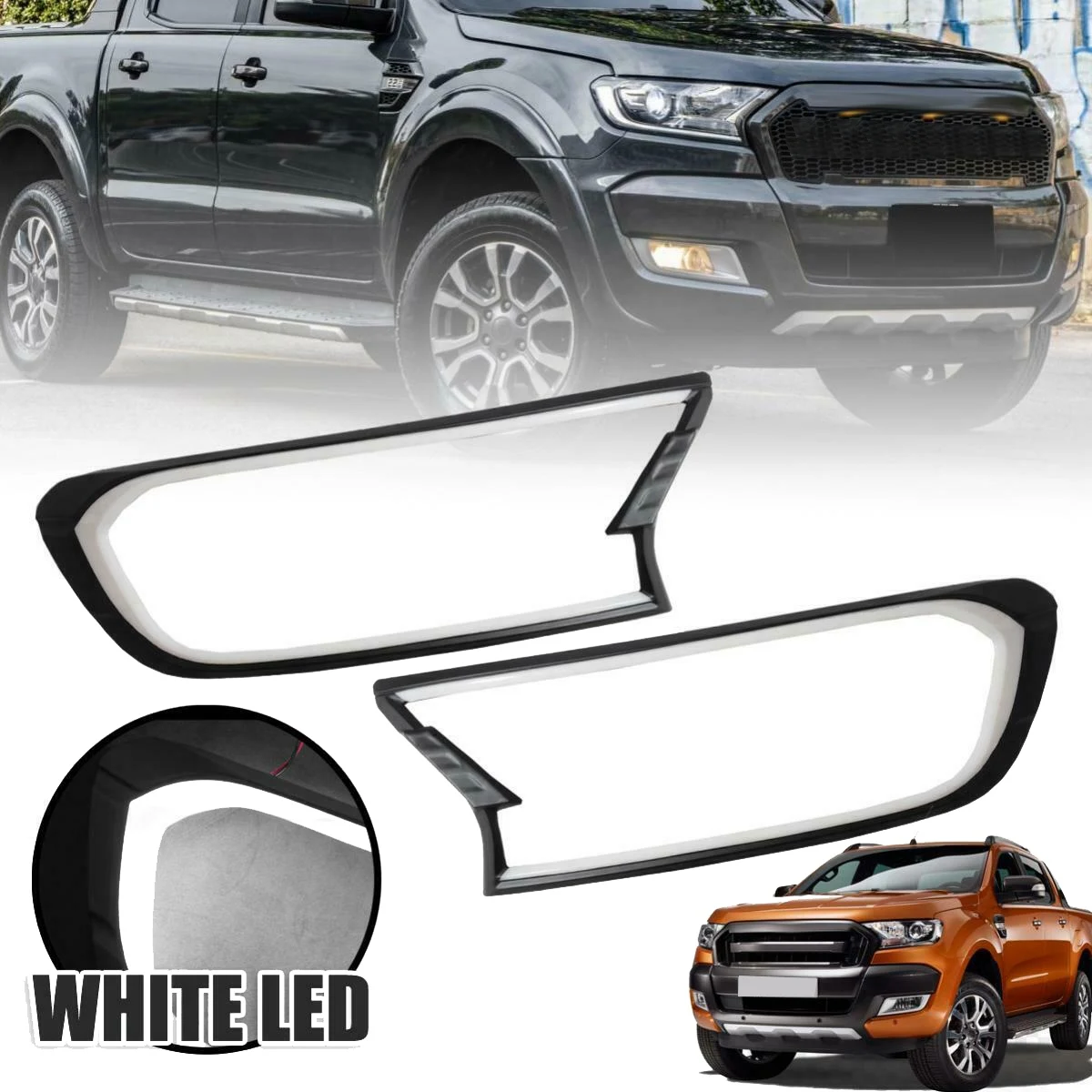 

Sp-Black DRL фара светодиодная накладка на капот дневные ходовые огни для Ford Ranger Everest Endeavour 2015-2019