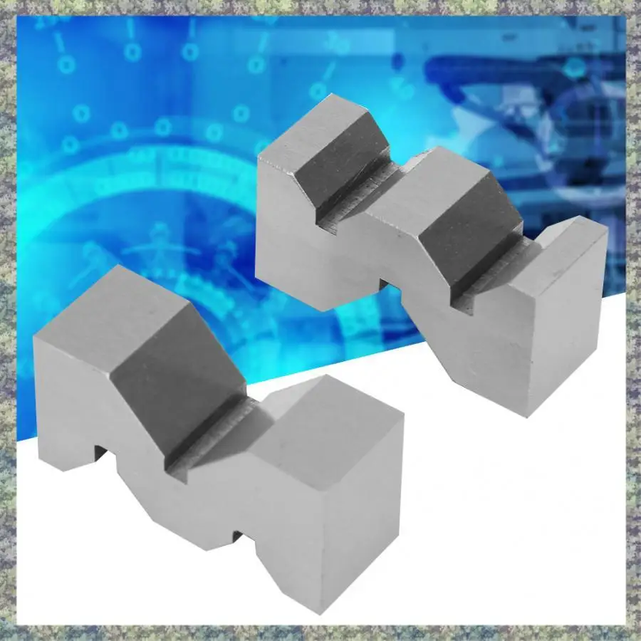 

WON 2Pcs High Accuracy Carbon Steel M Type V-Block 50Mm For Platform Measurement