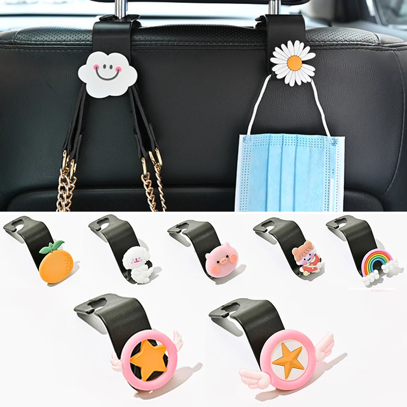 

Cartoon Creative Car Seat Hook Interior Parts Storage Bag Hanger Stars Wing Fruit Pig Hooks Decoration Auto interior Accessories