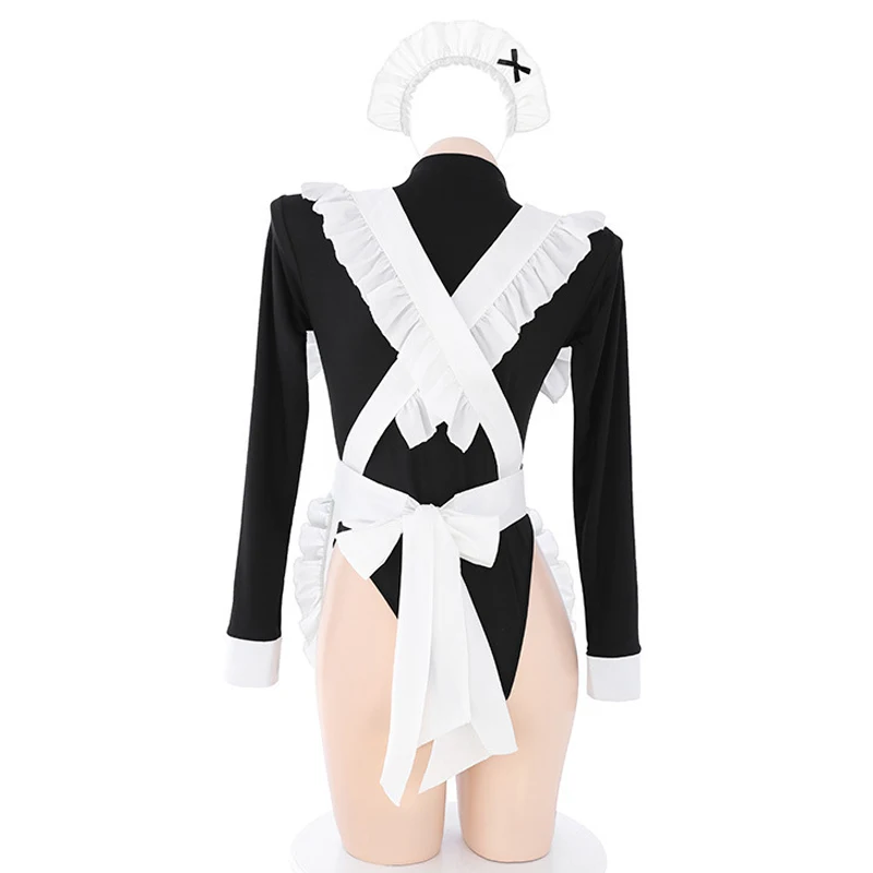 AniLV Anime Coffee Shop Waiter Girl Maid Uniform Costume Women Bodysuit Apron Outfits Costumes Cosplay