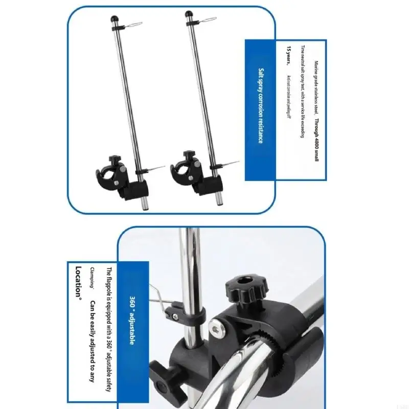 D5BE Stainless Steel Yacht Marine Mount Flagpole With Detachable Base And Height Adjustment For Smooth Sailing