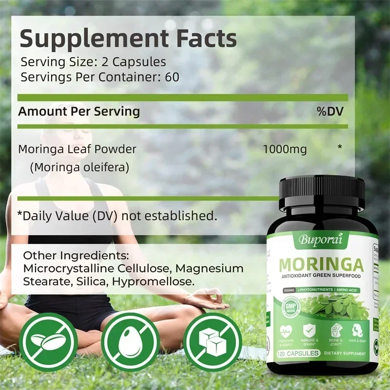 Moringa Capsules - Antioxidants, Promotes Cell Repair, Supports Gut and Digestive Health, Increase Energy, Boosts Immunity