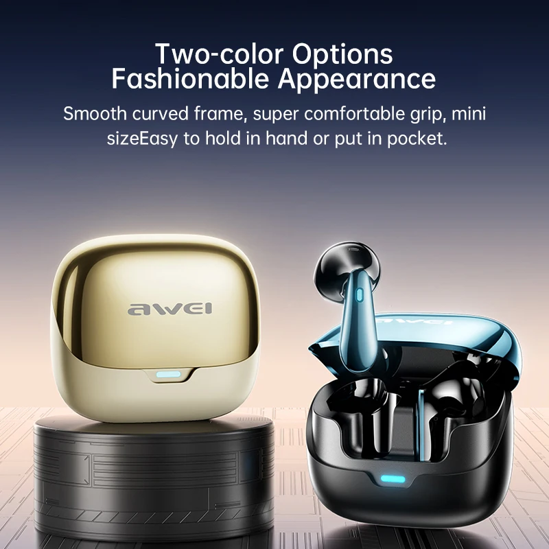 Awei TA11 ANC ENC ワイヤレス Bluetooth 5.3 イヤホン 6Mic TWS イヤホン IPX4 防水ヘッドフォン スポーツ ヘッドセット ゲーム イヤホン