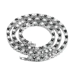 4/5mm 1 Row Black White Crystal Cz Stone Tennis Chain Hip Hop Choker Necklace Bling Iced Out Rock Jewelry For Men Women 18inch