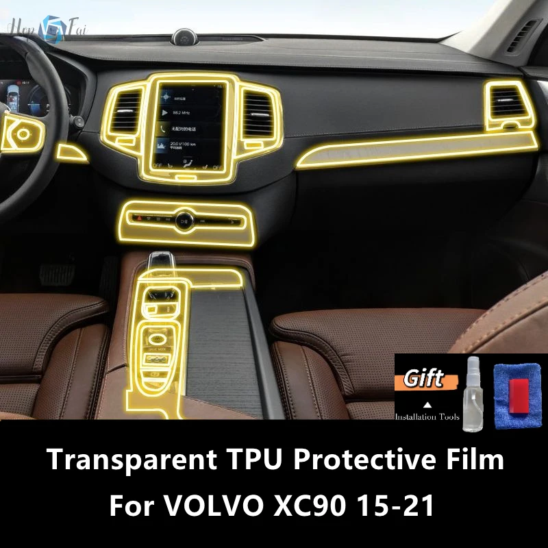 

For VOLVO XC90 15-21 Car Interior Center Console Transparent TPU Protective Film Anti-scratch Repair Film Accessories Refit
