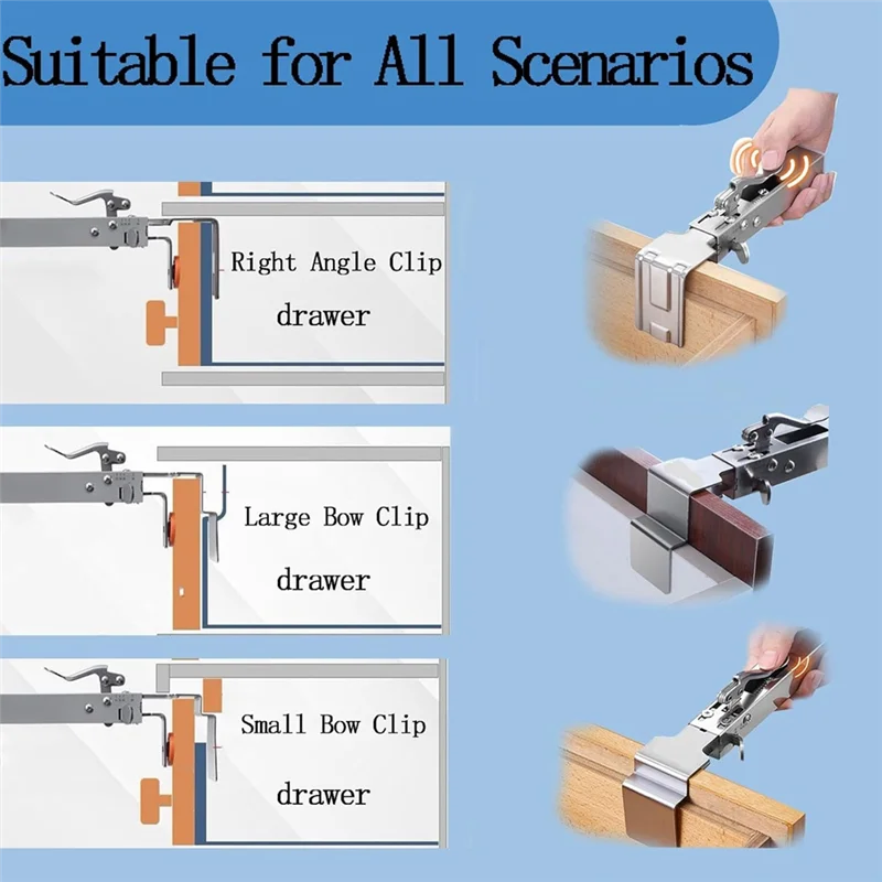 

A15F-Drawer Front Installation Clamps, Adjustable Drawer Fixing Clamp For Woodworking, Cabinets Installation Tools For Frames