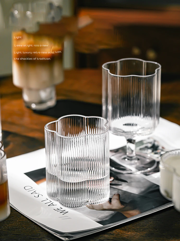 Vertical Glass Water Cup Cold Water Bottle Home Set Simple Modern Cold Water Kettle Coffee Milk Juice Cold Drinking Cup