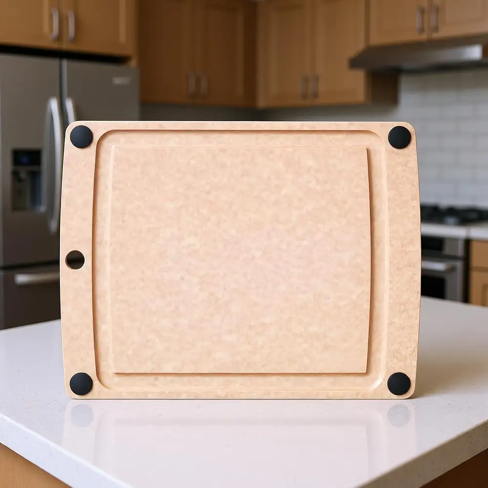 

Versatile Non-Slip Cutting Board with Juice Groove, 14.5 x 11.25, Natural/Black