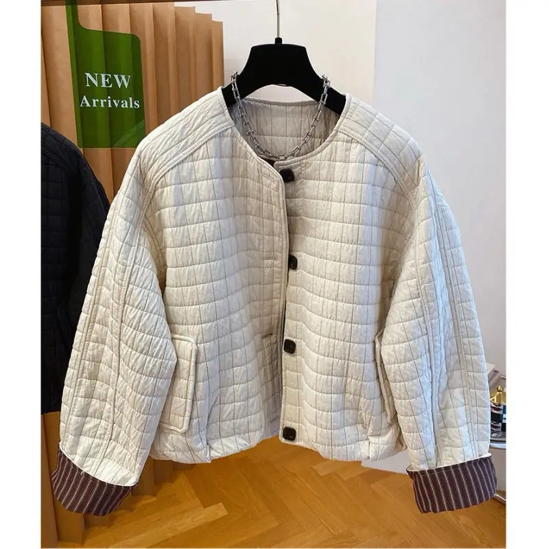

Checkered Cotton Jacket For Women In Autumn And Winter 2025 Fashionable And Versatile Casual Style Warm Cotton Clothing