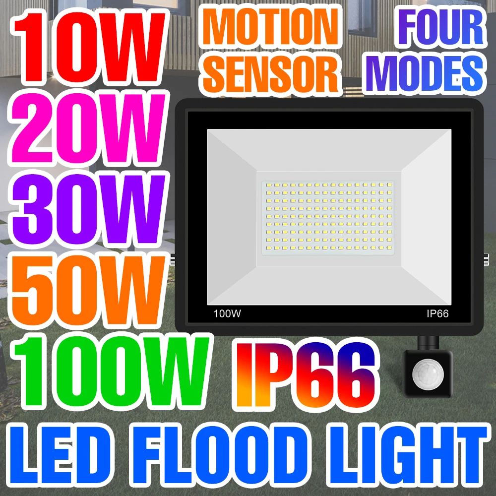 

Flood Light LED Outdoor Spotlight Wall Garden Projector Lighting Street Light 220V PIR Motion Sensor Exterior IP66 Waterproof