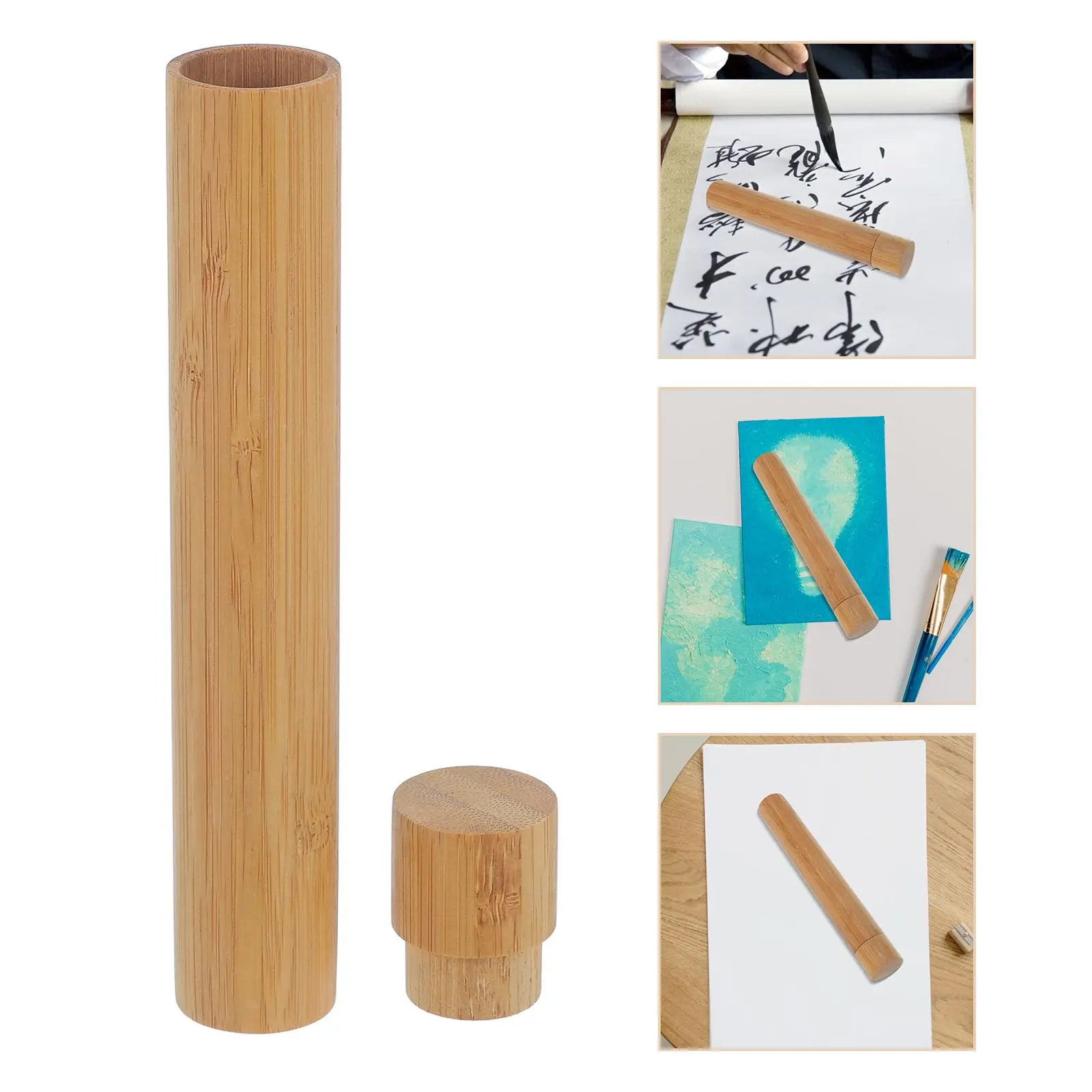 Bamboo File Storage Mailing Tubes Sturdy Poster Artwork Document Tube Reusable Drawing Paper Plan Cylinder Container For