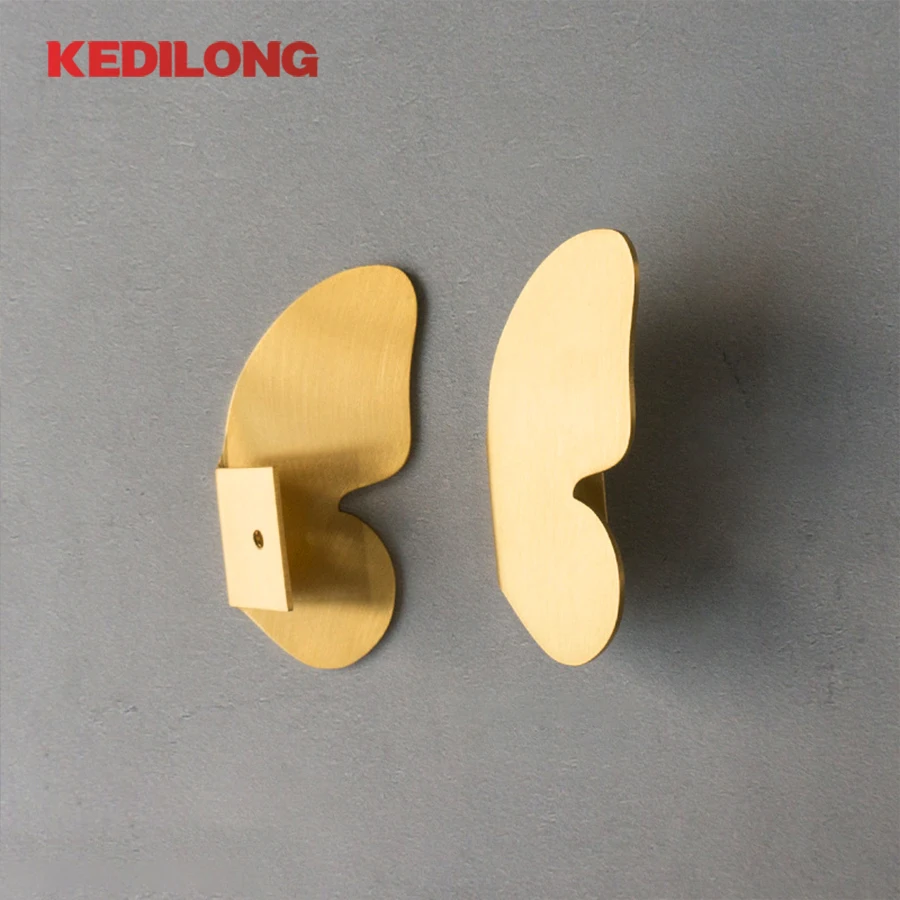 KEDLO زوج واحد من مقبض المطبخ ذو الشخصية الإبداعية والبساطة الحديثة على شكل فراشة بدون حفر بمقبض ذهبي ومقبض سحب للدرج