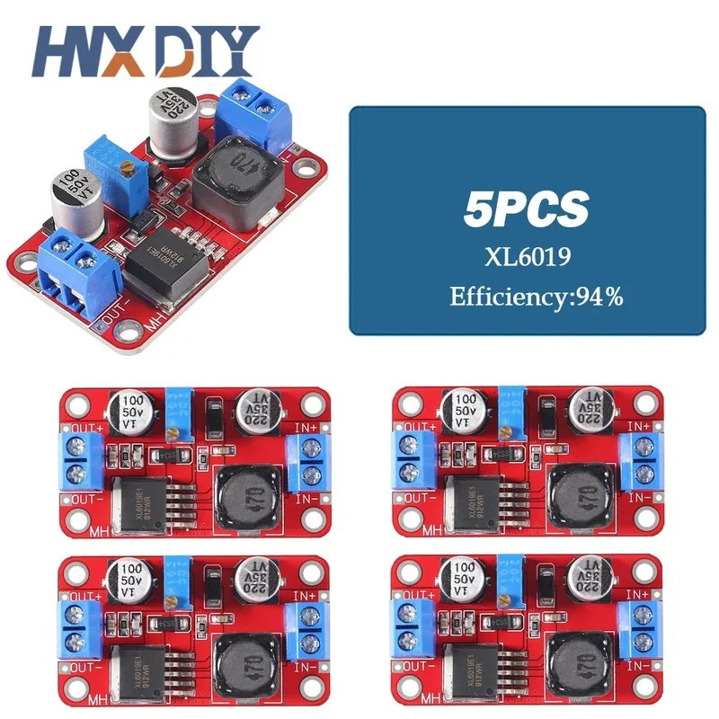 1-10pcs 5A DC-DC Step Up Power Module Boost Volt Converter 3.3V-35V To 5V 6V 9V 12V 24V XL6019