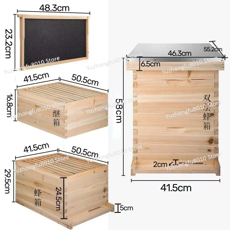 Beekeeping tools, pine fir 10 frame standard beehive, bee honeycomb frame nest base