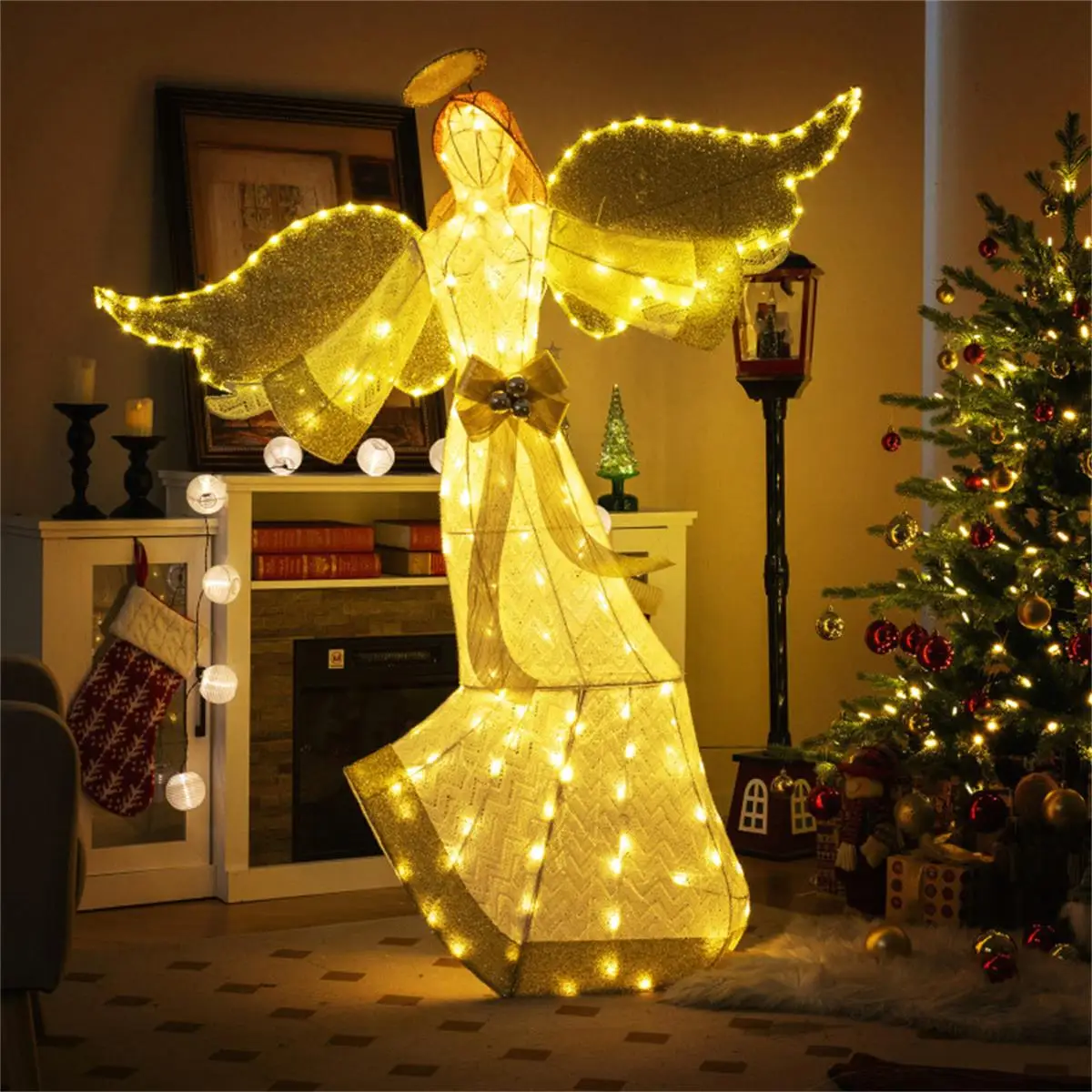 

5.2ft Pre-Lit Christmas Angel with Halo - Festive Holiday Decorations for Home