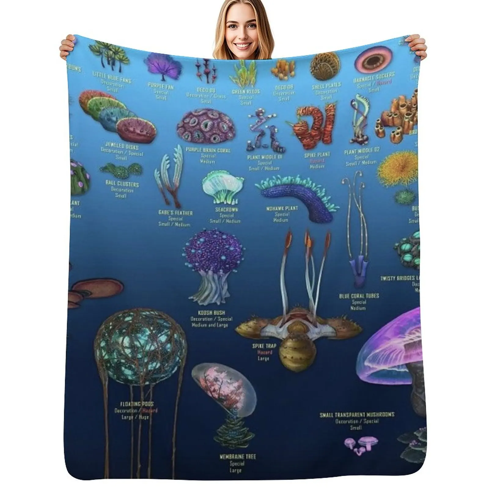 SUBNAUTICA Plant Life Throw Blanket Plush Fuzzy Cozy Blanket for Couch Sofa