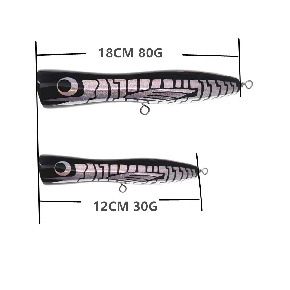 1Pcs Wooden Popper Wobblers 30g 80g Topwater FIshing Lures Blowups Pike Baits Hard Baits Fishing Tackle Swimbaits