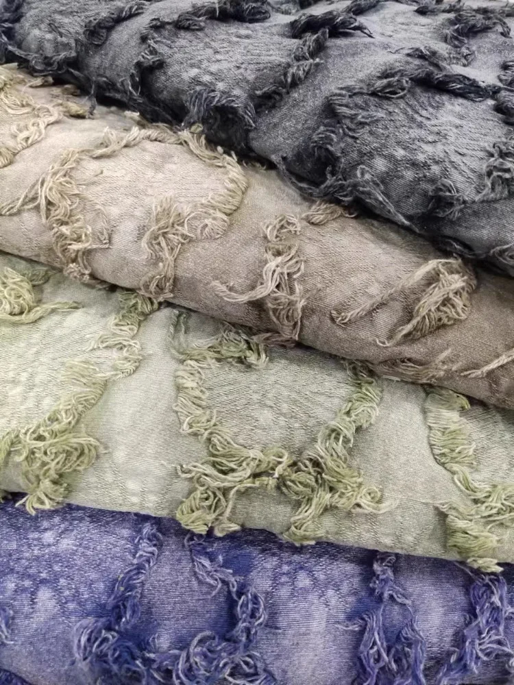 

Лляная хлопчатобумажная ткань Tie Dye Cut с цветочной кисточкой для дизайна модной одежды, шитье своими руками по метрам, материал ткани