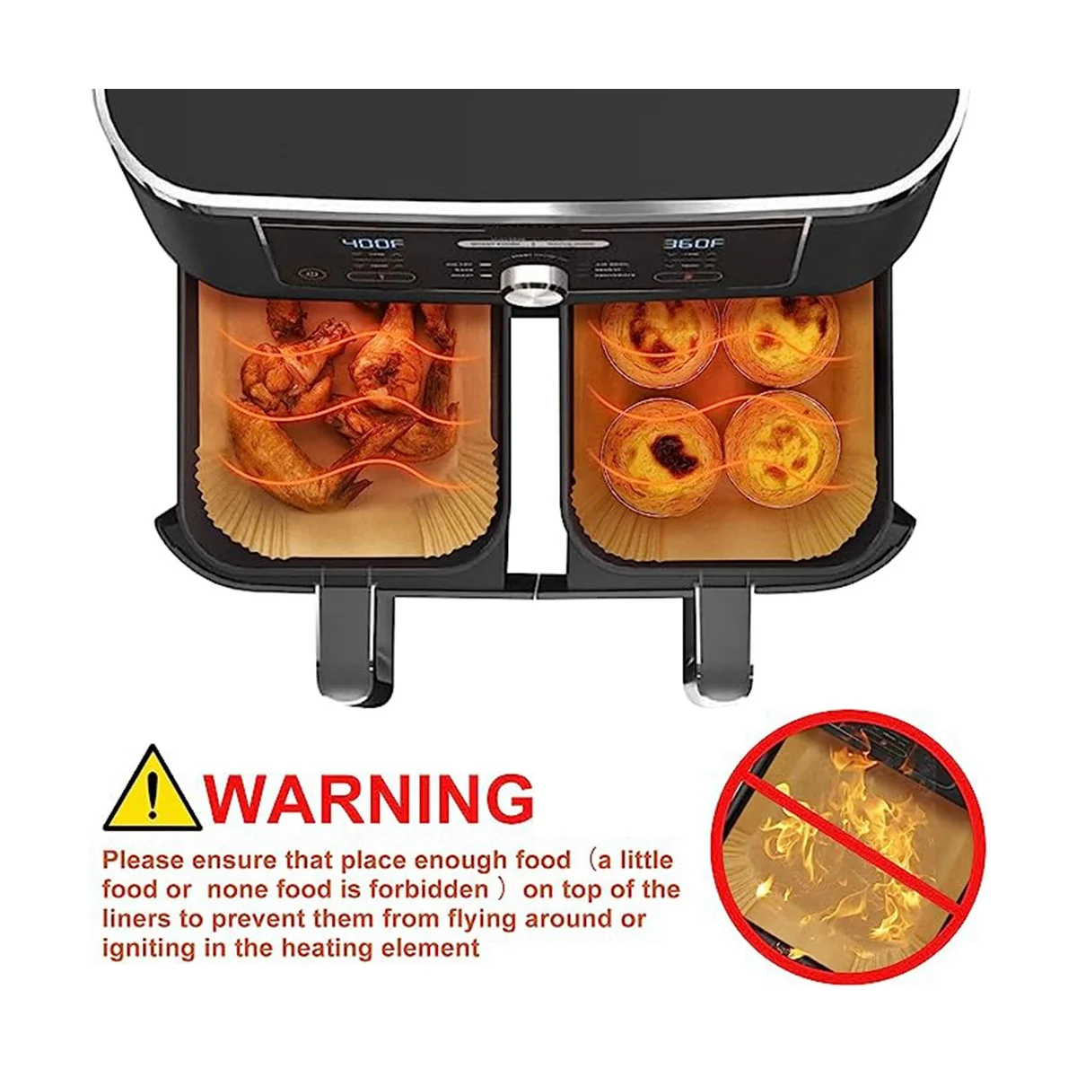 الهواء المقلاة بطانات مستطيل ، الهواء المقلاة بطانات ل النينجا DZ201 ، DZ401 ، الهواء المقلاة الخبز ورقة ل النينجا فودي المزدوج ، 100 قطعة