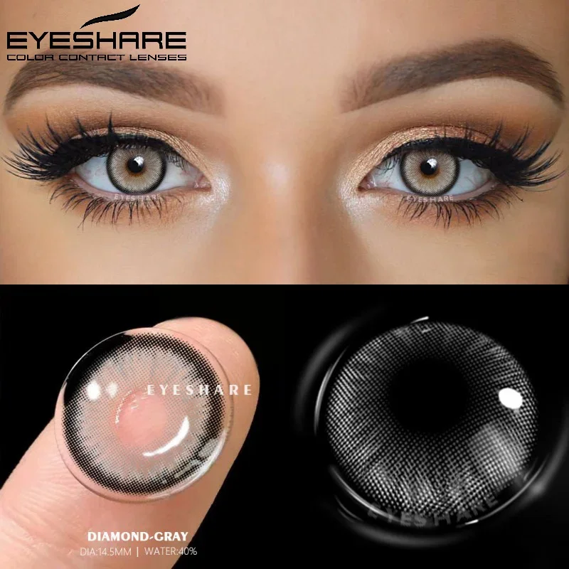 EYESHARE 2 Stück farbige Kontaktlinsen für Augen, farbige Kontaktlinsen, braune bunte Augenlinsen, jährliche Kosmetik, Make-up, Augenkontaktlinsen