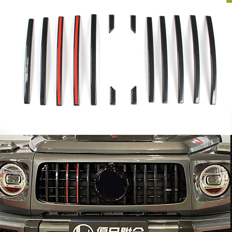 

2019-2023Year Carbon Fiber Grille Molding Trims G Class W464 G63 Front Grille Carbon Trims molding cover Grill Addon Parts Red