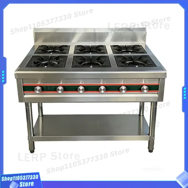 Commercial Stainless Steel Gas Stove 4 6 8 Burner Heavy Duty Polished High Power Anti Flameout Kitchen Equipment for