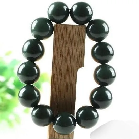 

Natural Hetian Qingyu Beads Jade Bracelet Jewelry Fine Lucky Safety Auspicious Amulet Bangle Accessories Hand Carved Gifts