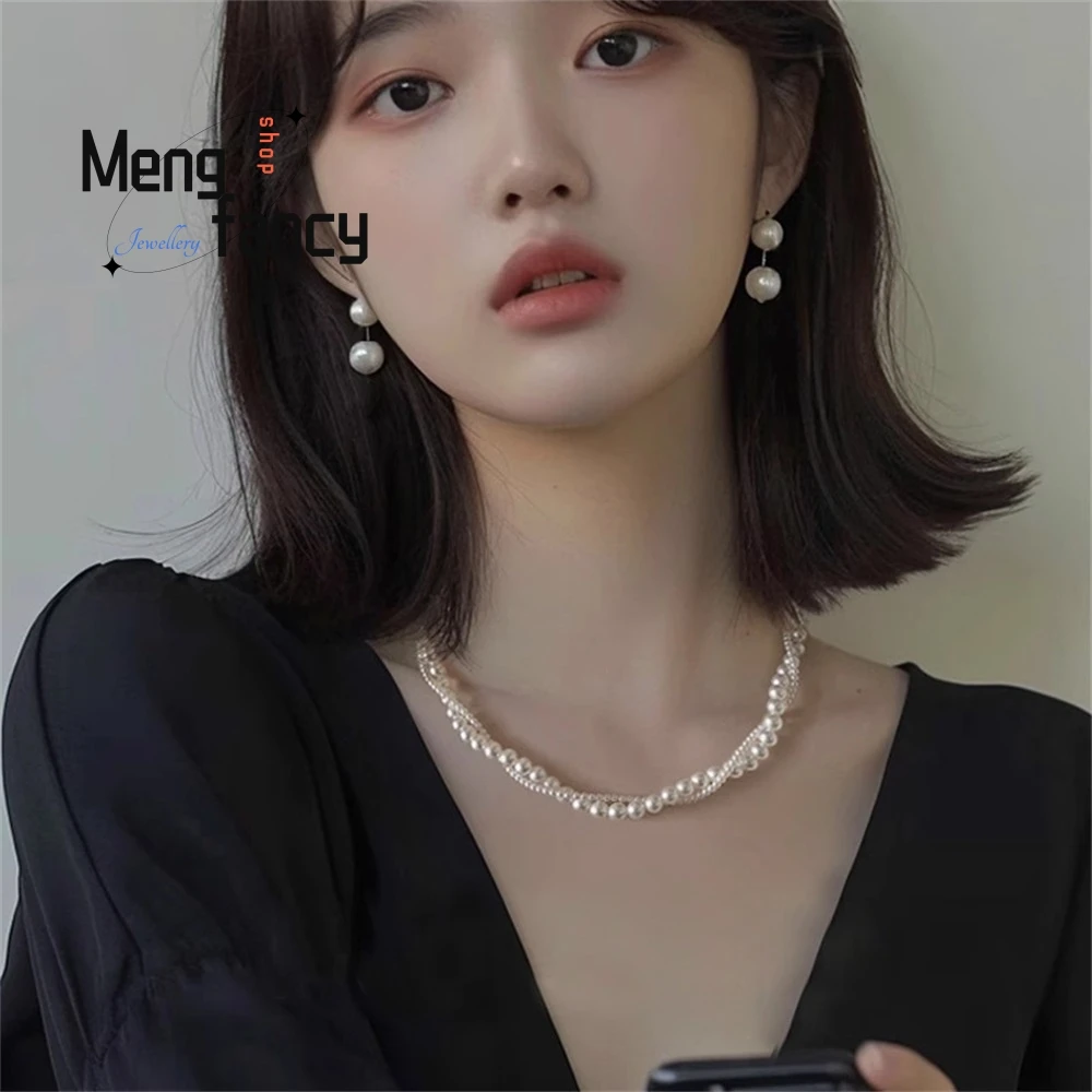 Wysokiej jakości prosty i wysokiej klasy damski łańcuszek do obojczyka z koralikami i lekki luksusowy niszowy łańcuszek na szyję Biżuteria modowa